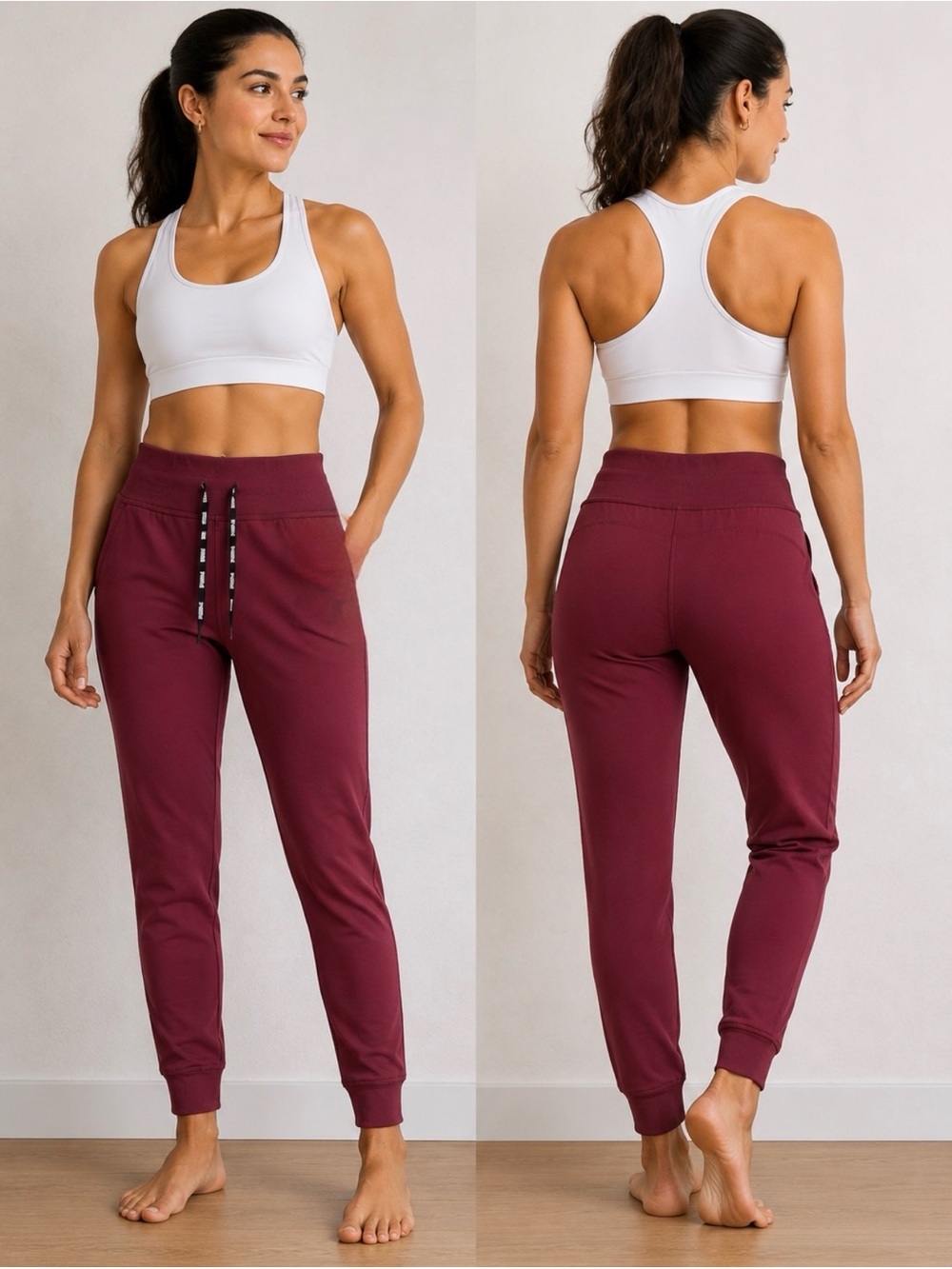 Puma Women's Maroon High-Rise Track Joggers